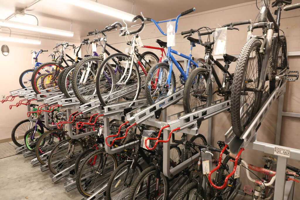 High-Density Bike Rack at Police Station