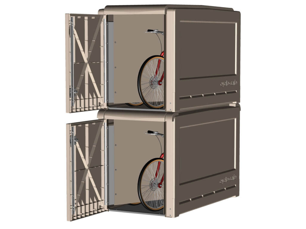 ProPark Double-Tier Bike Lockers, with Doors Open