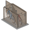 ProPark Bike Locker with two doors, partition, and two bikes, showing structural panels