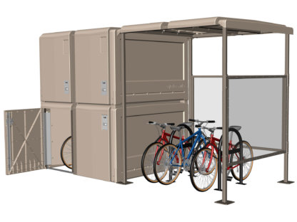 Bike Station; Secure Bike Parking for 8 Bikes, Less-Secure Parking for 4 Bikes