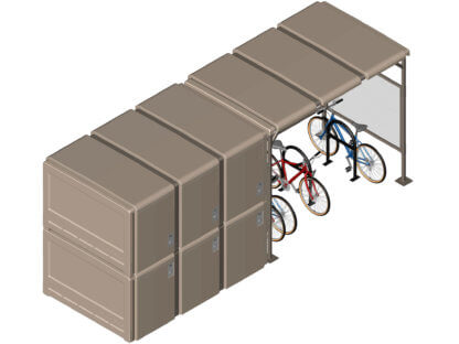Bike Station; Secure Bike Parking for 12 Bikes, Less-Secure Parking for 6 Bikes
