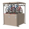 Bike Station with 2 EcoPark Bike Lockers and a Covered High-Density Bike Rack, for a total of 8 Bike Capacity