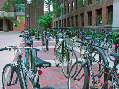 Classic Bike U Racks at a University