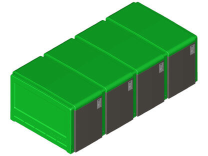 Bike Locker Custom Color: Green Top Panel, End Panel, Vertical and Horizontal Frame