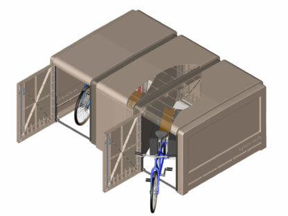 Cargo Bike Locker with Cutaway Showing Partition