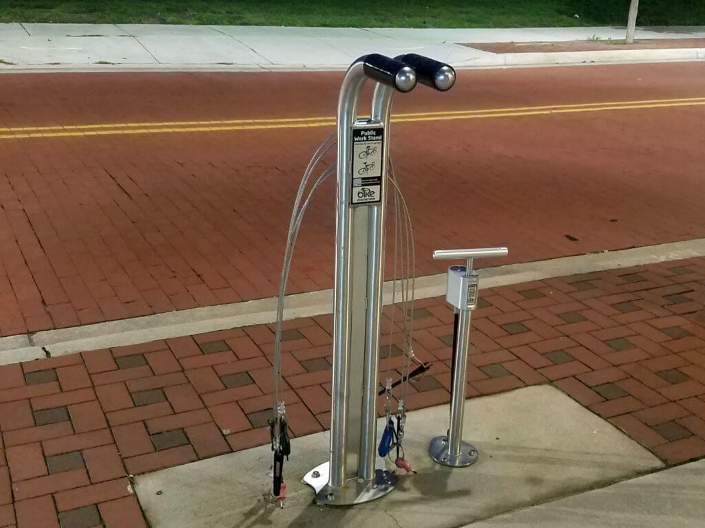 Public Bike Repair Stand with Bike Pump