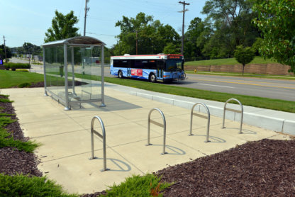 Bike U-Rack with Crossbar, Stainless Steel, with Bus Shelter