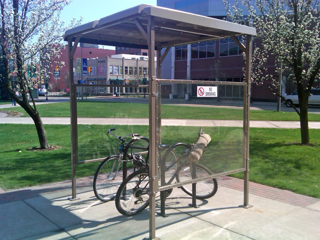 Class II, short-term parking bike shelter for covered protection