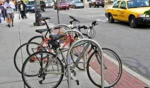 Example of urban bike parking in cities and urban areas