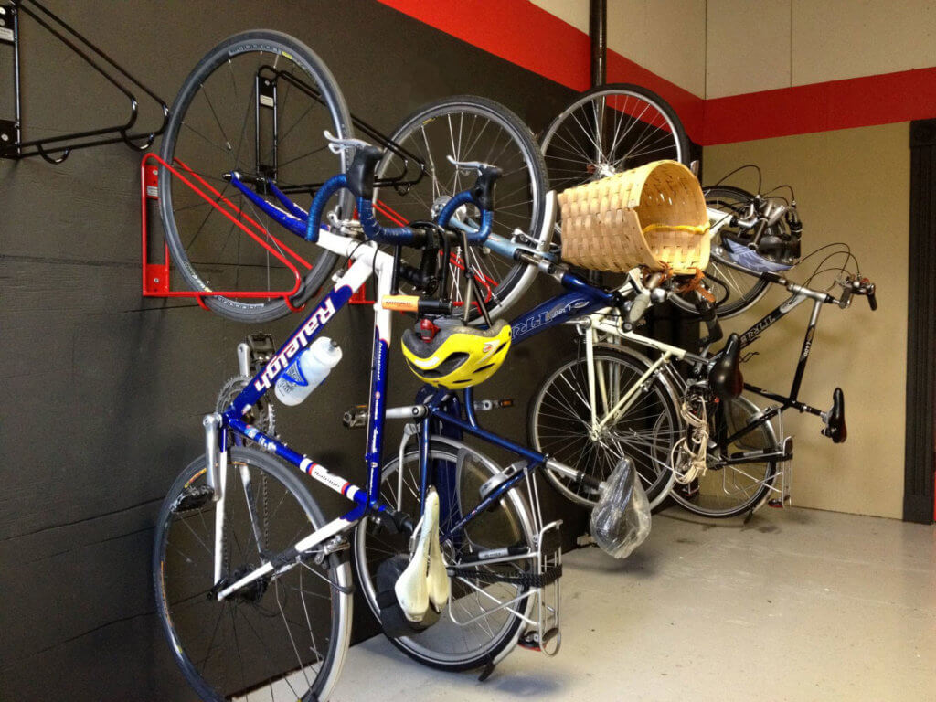Wall racks for secure bike room parking