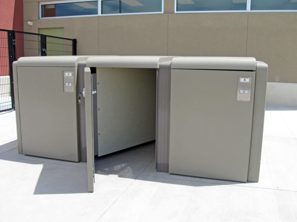 Three CycleSafe ProPark bicycle lockers help meet long-term bike parking guidelines and requirements