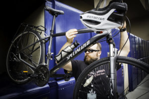 Bike lockers offer secure bike parking at corporate facilities.