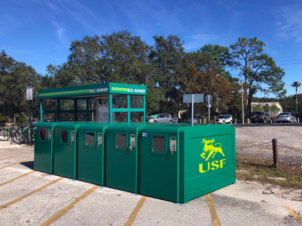 ProPark Bike Locker, University of Southern Florida. Custom color.