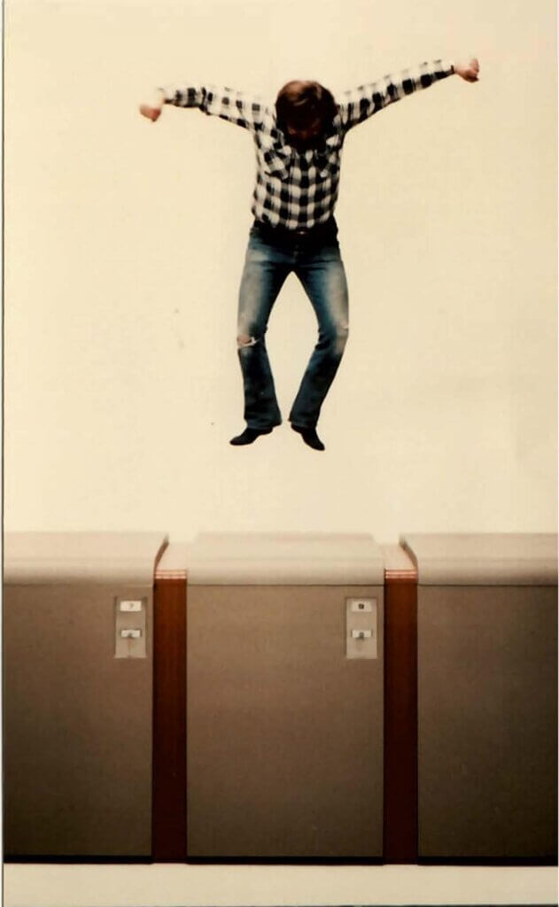 Demonstrating the strength of the ProPark locker by jumping on the top panels; 1973