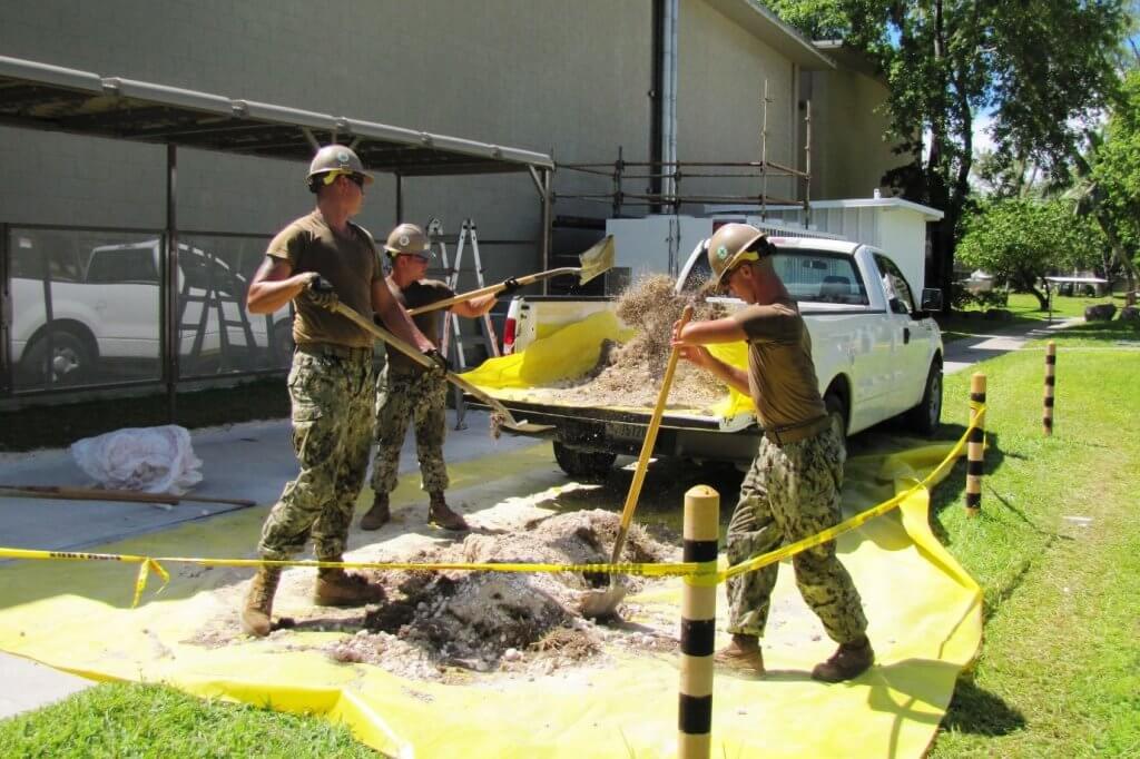 CycleSafe CyclePort™ modular bicycle shelter system during installation at the Diego Garcia military base.