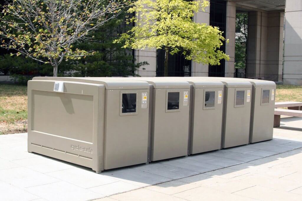 CycleSafe ProPark® series Door-View starter unit is a stand-alone bike locker for one or two bike capacity. Adder Units can be specified to extend capacity in both rows and tiers to meet site and bike parking requirements.