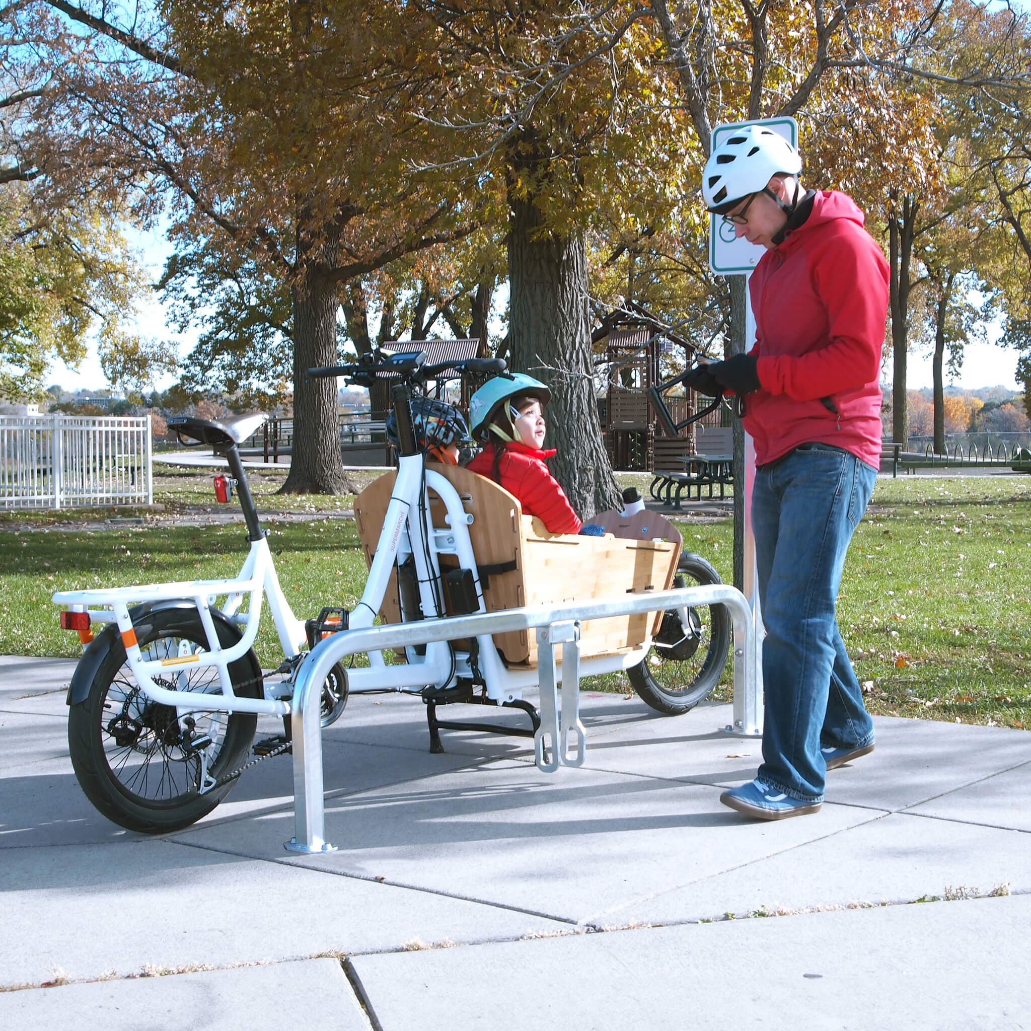 Cargo Bike Dock with bike parked