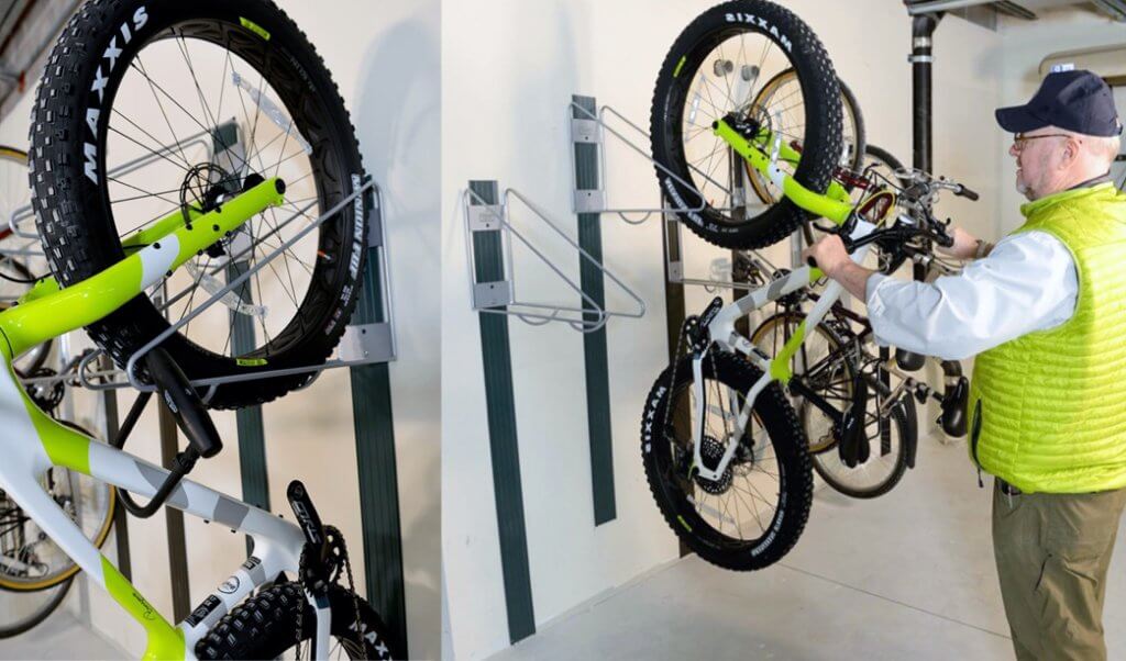 Fat tire bike demonstration of CycleSafe’s FattyRacks™ that include WallRack Tire Guard Plates