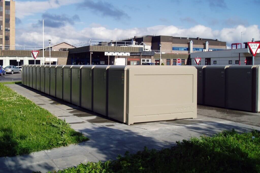 ProPark Bike Lockers provide 60 parking spots inside 30 lockers with T-Handle Locks