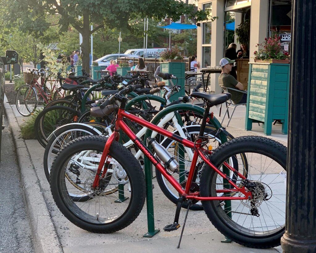Classic Bike Racks with Custom Green Color and Surface Mounts